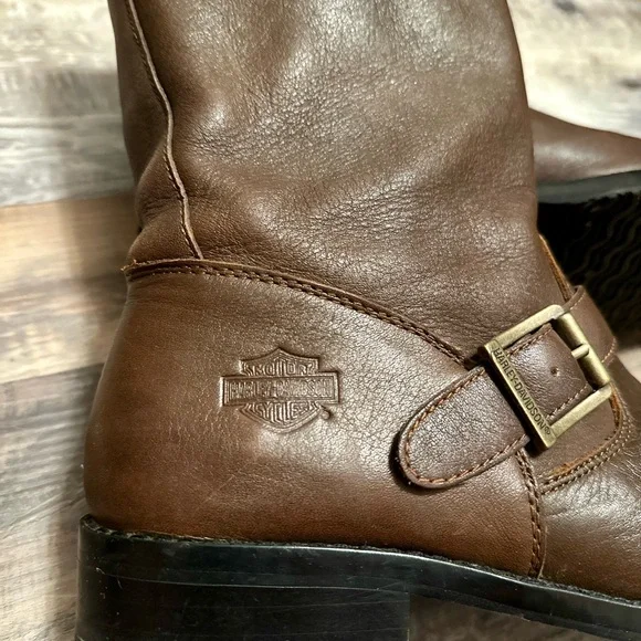 Harley-Davidson Brown Combat Moto Boots with Buckle Straps - Picture 3 of 12